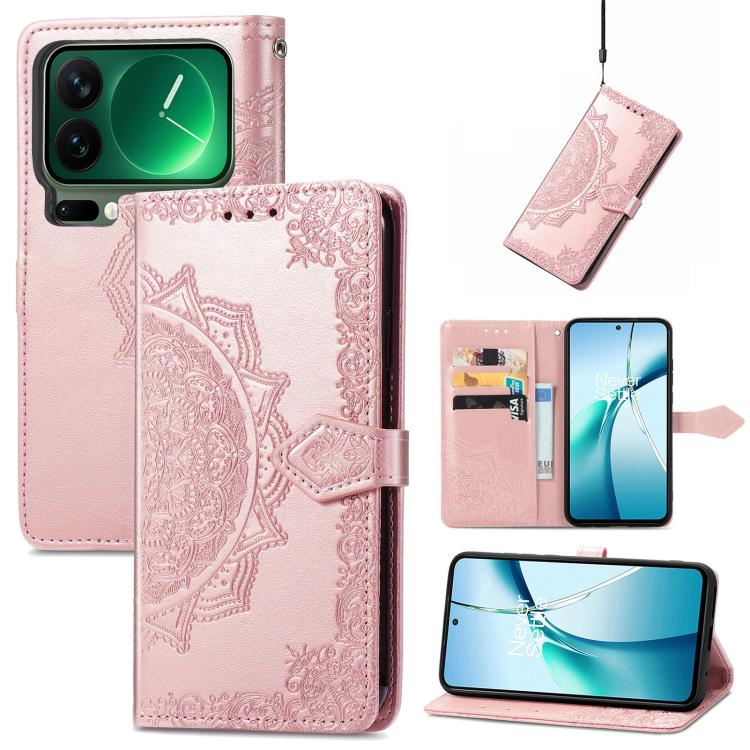Mandala Flower Embossed Leather Phone Case, For Xiaomi Poco X8 Pro Max 5G, For Xiaomi Poco X8 Pro 5G, For Redmi Turbo 5 Max 5G, For Redmi Turbo 5 5G, For Xiaomi 17 Pro Max, For Xiaomi 17 Pro, For Xiaomi 17, For Xiaomi Poco M7 4G 169mm