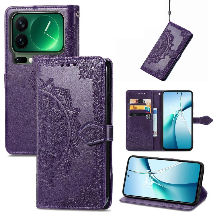 Mandala Flower Embossed Leather Phone Case, For Xiaomi Poco X8 Pro Max 5G, For Xiaomi Poco X8 Pro 5G, For Redmi Turbo 5 Max 5G, For Redmi Turbo 5 5G, For Xiaomi 17 Pro Max, For Xiaomi 17 Pro, For Xiaomi 17, For Xiaomi Poco M7 4G 169mm
