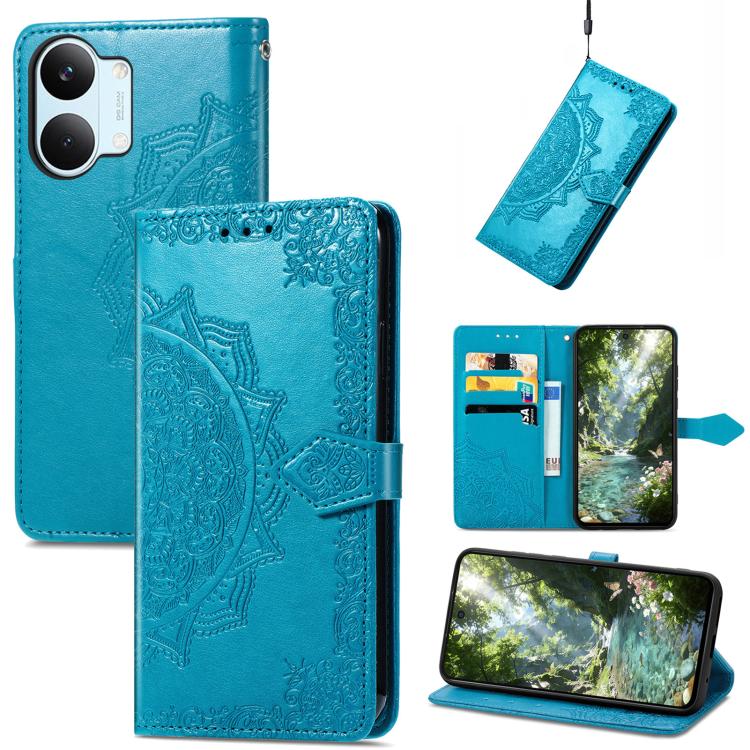 Mandala Flower Embossed Leather Phone Case, For Xiaomi Poco X8 Pro Max 5G, For Xiaomi Poco X8 Pro 5G, For Redmi Turbo 5 Max 5G, For Redmi Turbo 5 5G, For Xiaomi 17 Pro Max, For Xiaomi 17 Pro, For Xiaomi 17, For Xiaomi Poco M7 4G 169mm