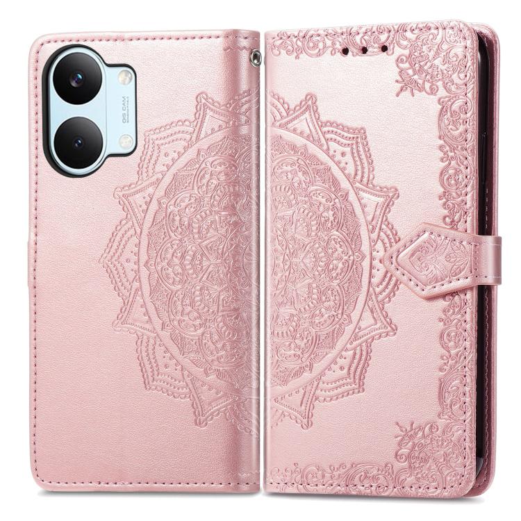 Mandala Flower Embossed Leather Phone Case, For Xiaomi Poco X8 Pro Max 5G, For Xiaomi Poco X8 Pro 5G, For Redmi Turbo 5 Max 5G, For Redmi Turbo 5 5G, For Xiaomi 17 Pro Max, For Xiaomi 17 Pro, For Xiaomi 17, For Xiaomi Poco M7 4G 169mm