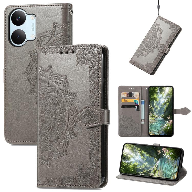 Mandala Flower Embossed Leather Phone Case, For Xiaomi Poco X8 Pro Max 5G, For Xiaomi Poco X8 Pro 5G, For Redmi Turbo 5 Max 5G, For Redmi Turbo 5 5G, For Xiaomi 17 Pro Max, For Xiaomi 17 Pro, For Xiaomi 17, For Xiaomi Poco M7 4G 169mm