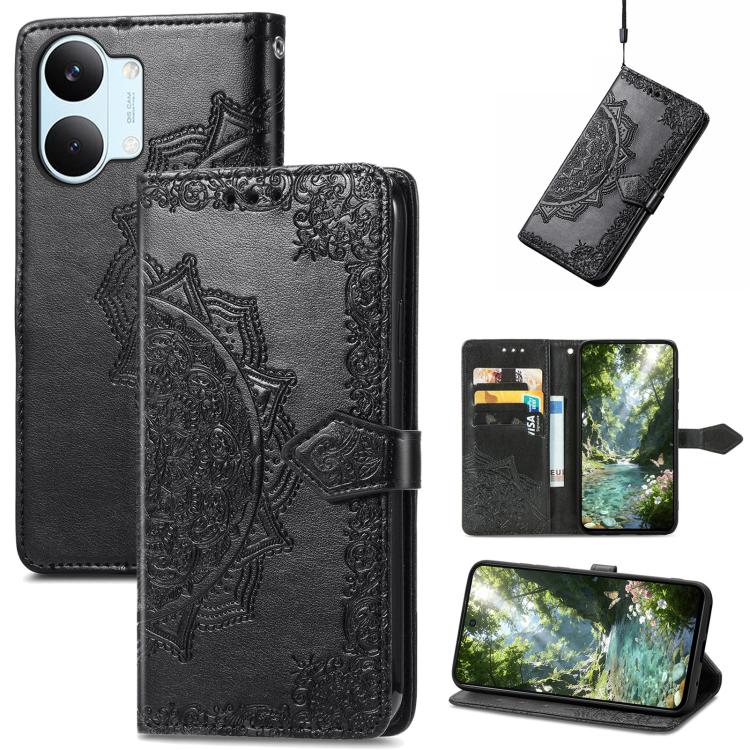 Mandala Flower Embossed Leather Phone Case, For Xiaomi Poco X8 Pro Max 5G, For Xiaomi Poco X8 Pro 5G, For Redmi Turbo 5 Max 5G, For Redmi Turbo 5 5G, For Xiaomi 17 Pro Max, For Xiaomi 17 Pro, For Xiaomi 17, For Xiaomi Poco M7 4G 169mm