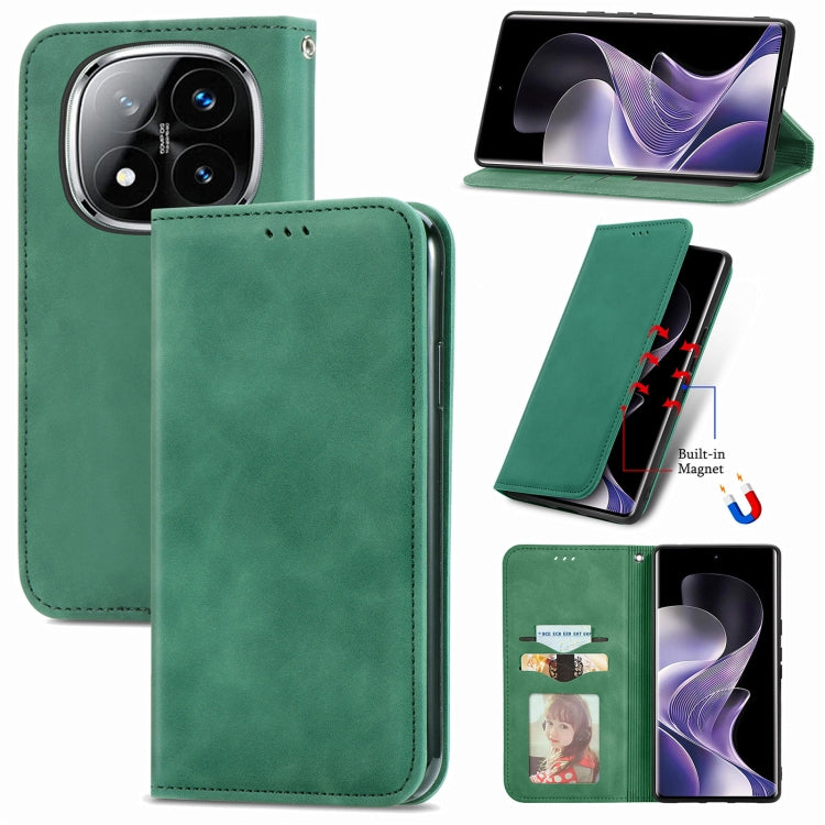 Retro Skin Feel Magnetic Flip Leather Phone Case, For Xiaomi Redmi Note 14 Pro+ 5G, For Xiaomi Redmi Note 14 Pro 5G, For Redmi 15C 5G / 4G Global 171mm