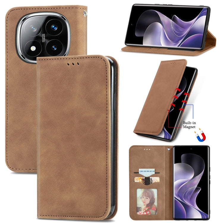 Retro Skin Feel Magnetic Flip Leather Phone Case, For Xiaomi Redmi Note 14 Pro+ 5G, For Xiaomi Redmi Note 14 Pro 5G, For Redmi 15C 5G / 4G Global 171mm