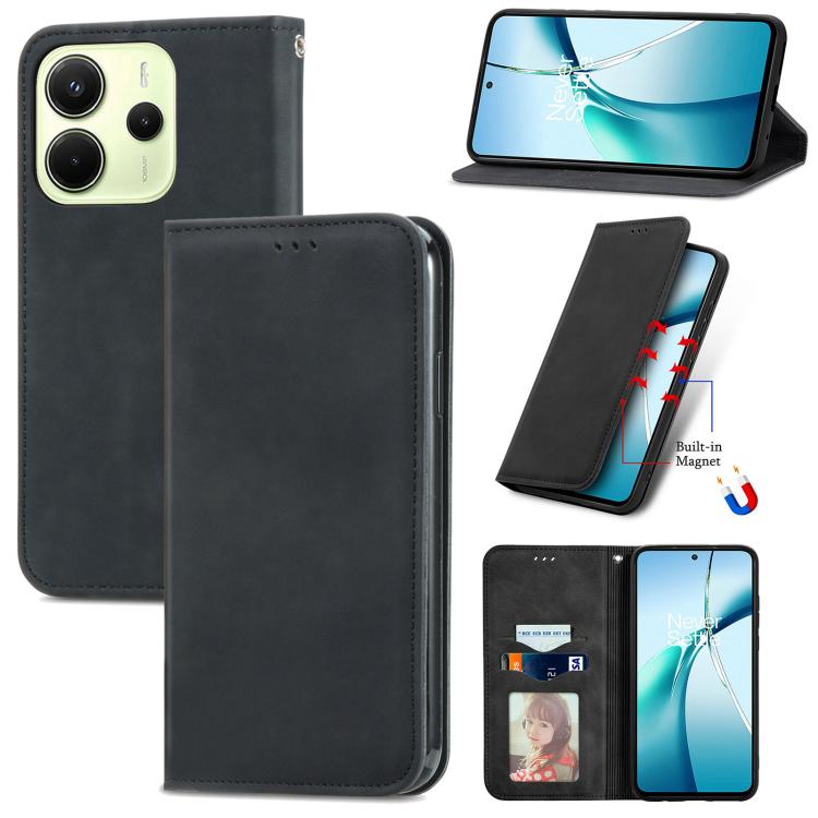 Retro Skin Feel Magnetic Flip Leather Phone Case, For Xiaomi 15T Pro, For Xiaomi 15T, For Redmi Note 14 4G 164.84mm, For Xiaomi 15 Ultra, For Redmi Note 14 4G 163.25mm, For Xiaomi 15 Pro, For Xiaomi 15, For Xiaomi Redmi Note 14 5G