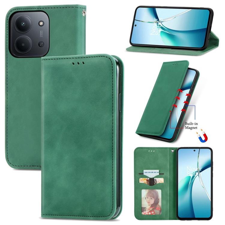 Retro Skin Feel Magnetic Flip Leather Phone Case, For Xiaomi Redmi Note 14 Pro+ 5G, For Xiaomi Redmi Note 14 Pro 5G, For Redmi 15C 5G / 4G Global 171mm