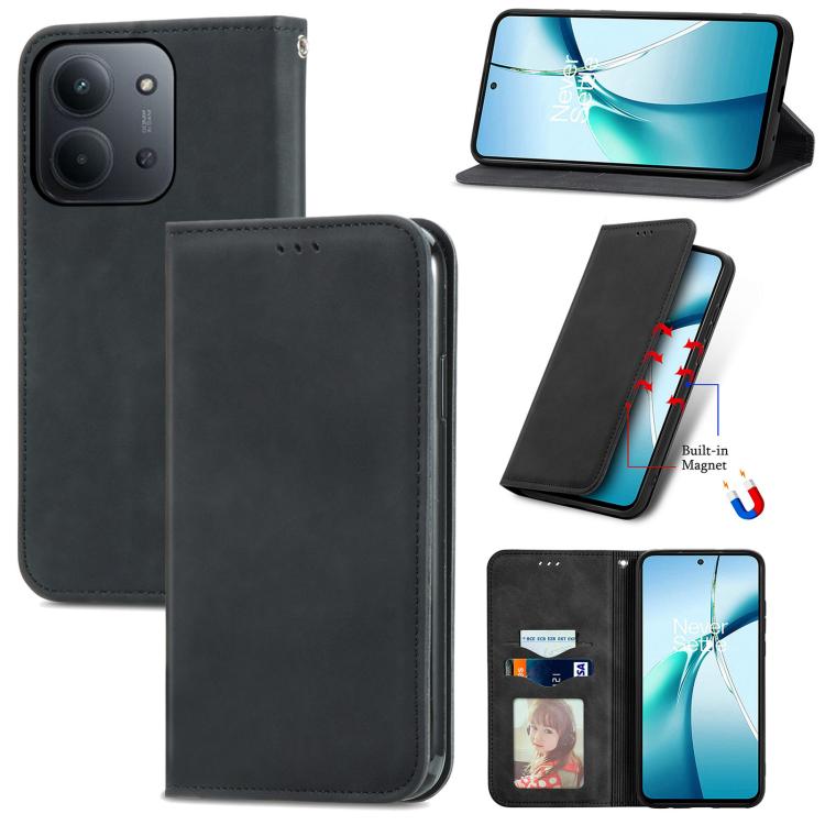 Retro Skin Feel Magnetic Flip Leather Phone Case, For Xiaomi Redmi Note 14 Pro+ 5G, For Xiaomi Redmi Note 14 Pro 5G, For Redmi 15C 5G / 4G Global 171mm