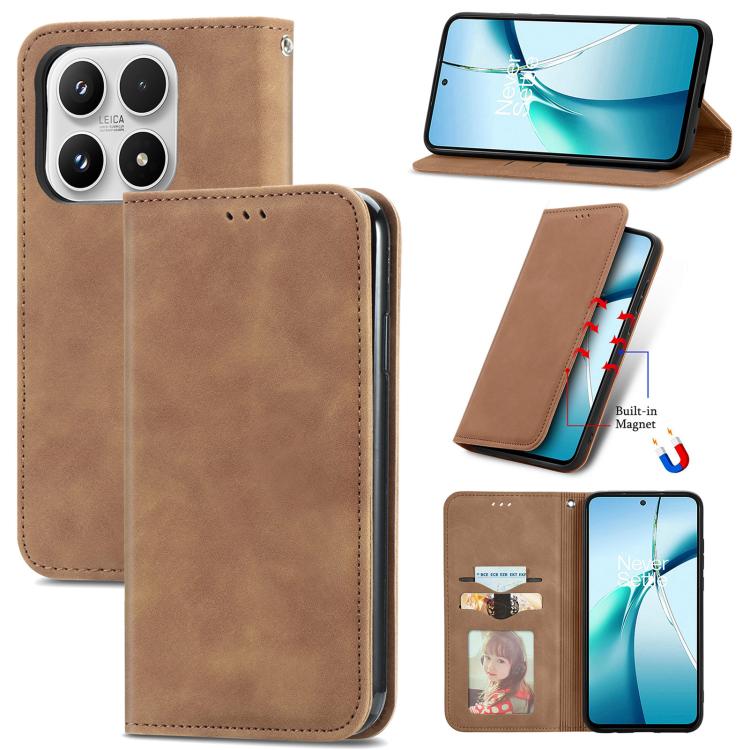 Retro Skin Feel Magnetic Flip Leather Phone Case, For Xiaomi Poco X8 Pro Max 5G, For Xiaomi Poco X8 Pro 5G, For Redmi Turbo 5 Max 5G, For Redmi Turbo 5 5G, For Xiaomi 17 Pro Max, For Xiaomi 17 Pro, For Xiaomi 17, For Xiaomi Poco M7 4G 169mm