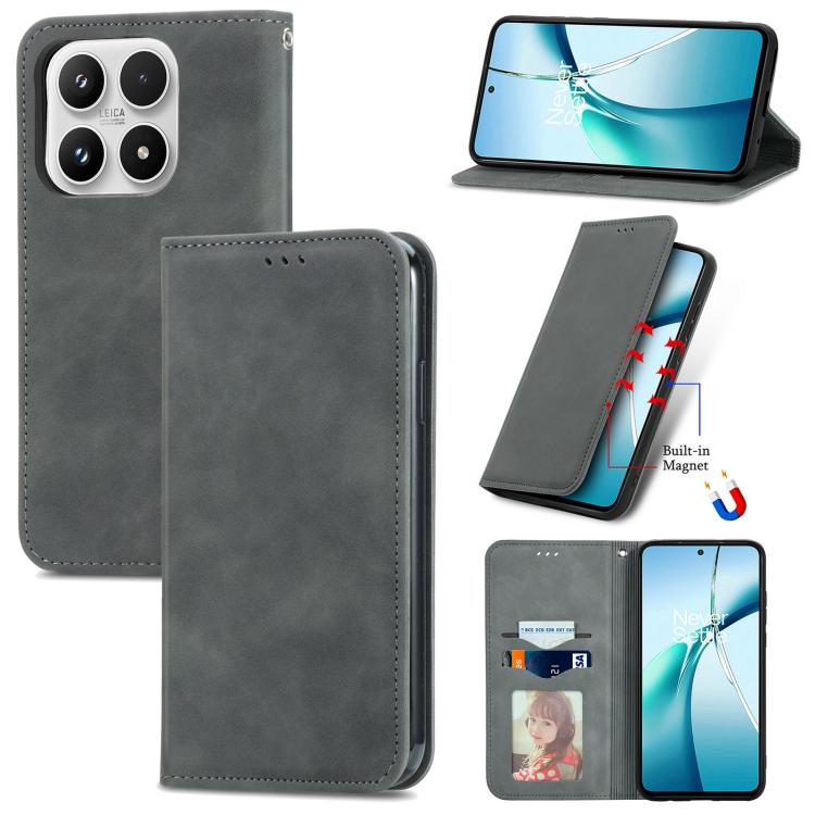 Retro Skin Feel Magnetic Flip Leather Phone Case, For Xiaomi Poco X8 Pro Max 5G, For Xiaomi Poco X8 Pro 5G, For Redmi Turbo 5 Max 5G, For Redmi Turbo 5 5G, For Xiaomi 17 Pro Max, For Xiaomi 17 Pro, For Xiaomi 17, For Xiaomi Poco M7 4G 169mm