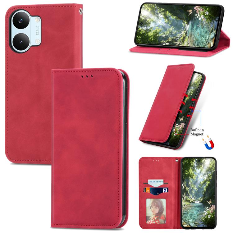 Retro Skin Feel Magnetic Flip Leather Phone Case, For Xiaomi Poco X8 Pro Max 5G, For Xiaomi Poco X8 Pro 5G, For Redmi Turbo 5 Max 5G, For Redmi Turbo 5 5G, For Xiaomi 17 Pro Max, For Xiaomi 17 Pro, For Xiaomi 17, For Xiaomi Poco M7 4G 169mm