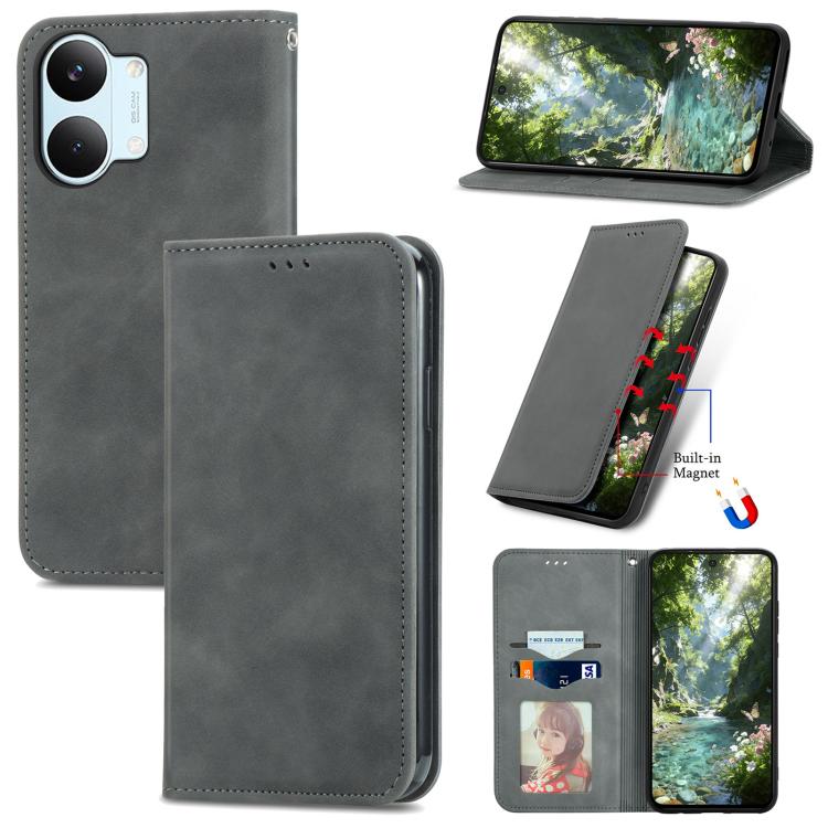 Retro Skin Feel Magnetic Flip Leather Phone Case, For Xiaomi Poco X8 Pro Max 5G, For Xiaomi Poco X8 Pro 5G, For Redmi Turbo 5 Max 5G, For Redmi Turbo 5 5G, For Xiaomi 17 Pro Max, For Xiaomi 17 Pro, For Xiaomi 17, For Xiaomi Poco M7 4G 169mm