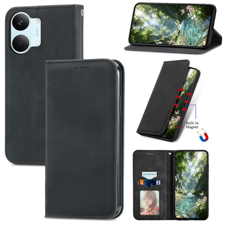 Retro Skin Feel Magnetic Flip Leather Phone Case, For Xiaomi Poco X8 Pro Max 5G, For Xiaomi Poco X8 Pro 5G, For Redmi Turbo 5 Max 5G, For Redmi Turbo 5 5G, For Xiaomi 17 Pro Max, For Xiaomi 17 Pro, For Xiaomi 17, For Xiaomi Poco M7 4G 169mm