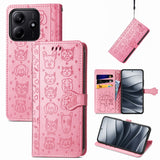Cat and Dog Embossed Leather Phone Case, For Xiaomi 15, For Xiaomi Redmi Note 14 5G, For Xiaomi Redmi Note 14 Pro+ 5G, For Xiaomi Redmi Note 14 Pro 5G, For Redmi 15C 5G / 4G Global 171mm
