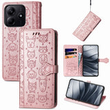 Cat and Dog Embossed Leather Phone Case, For Xiaomi 15, For Xiaomi Redmi Note 14 5G, For Xiaomi Redmi Note 14 Pro+ 5G, For Xiaomi Redmi Note 14 Pro 5G, For Redmi 15C 5G / 4G Global 171mm