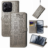 Cat and Dog Embossed Leather Phone Case, For Xiaomi 15, For Xiaomi Redmi Note 14 5G, For Xiaomi Redmi Note 14 Pro+ 5G, For Xiaomi Redmi Note 14 Pro 5G, For Redmi 15C 5G / 4G Global 171mm