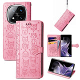 Cat and Dog Embossed Leather Phone Case, For Xiaomi 15, For Xiaomi Redmi Note 14 5G, For Xiaomi Redmi Note 14 Pro+ 5G, For Xiaomi Redmi Note 14 Pro 5G, For Redmi 15C 5G / 4G Global 171mm