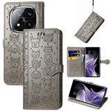 Cat and Dog Embossed Leather Phone Case, For Xiaomi 15, For Xiaomi Redmi Note 14 5G, For Xiaomi Redmi Note 14 Pro+ 5G, For Xiaomi Redmi Note 14 Pro 5G, For Redmi 15C 5G / 4G Global 171mm