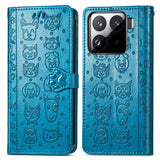 Cat and Dog Embossed Leather Phone Case, For Xiaomi 15, For Xiaomi Redmi Note 14 5G, For Xiaomi Redmi Note 14 Pro+ 5G, For Xiaomi Redmi Note 14 Pro 5G, For Redmi 15C 5G / 4G Global 171mm