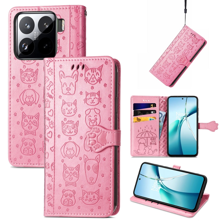 Cat and Dog Embossed Leather Phone Case, For Xiaomi 17, For Xiaomi Poco M7 4G 169mm, For Xiaomi 15T Pro, For Xiaomi 15T, For Xiaomi 15 Ultra, For Xiaomi 15 Pro