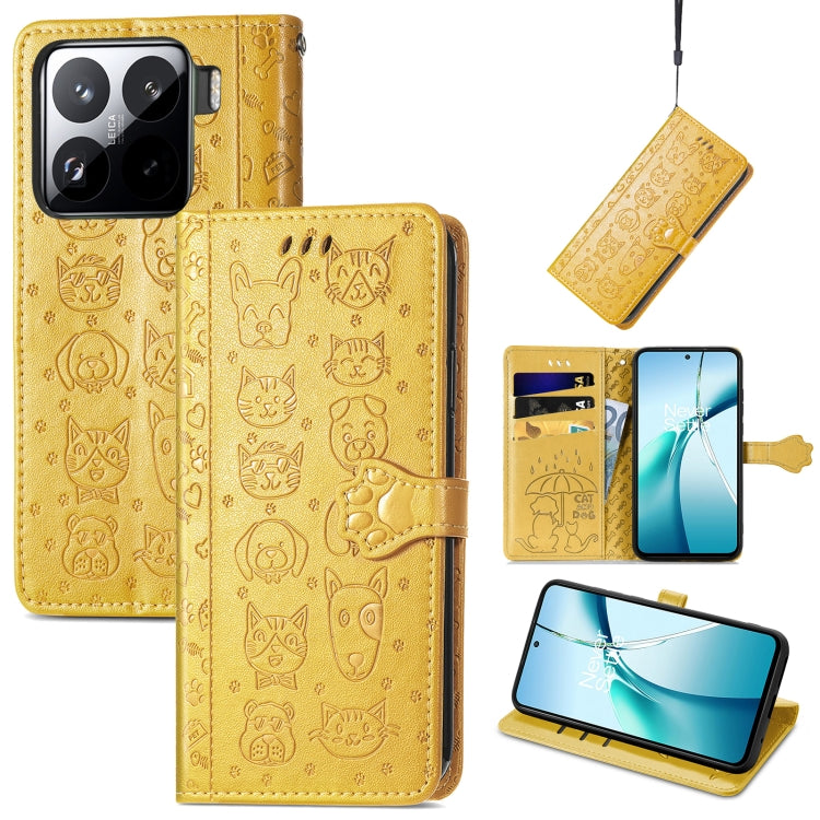 Cat and Dog Embossed Leather Phone Case, For Xiaomi 17, For Xiaomi Poco M7 4G 169mm, For Xiaomi 15T Pro, For Xiaomi 15T, For Xiaomi 15 Ultra, For Xiaomi 15 Pro