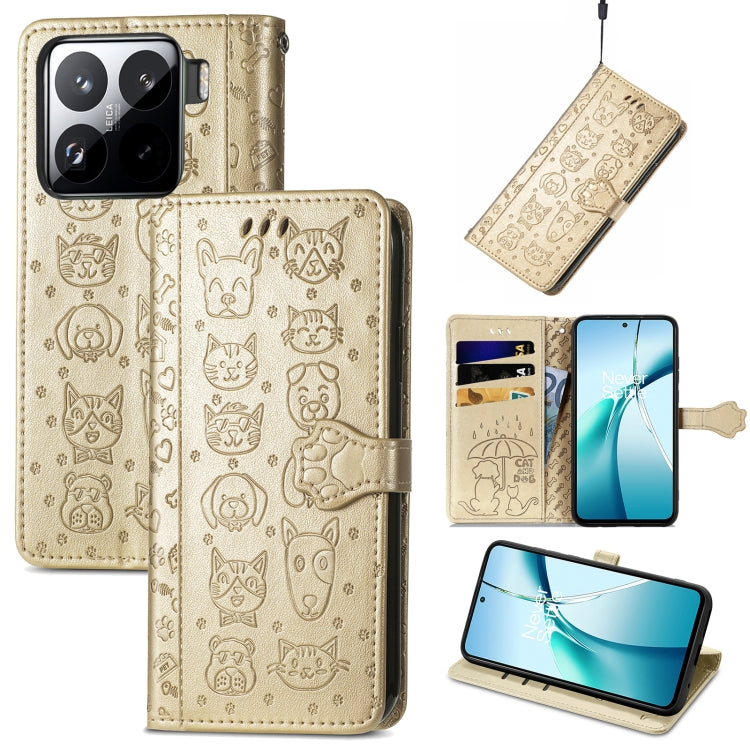 Cat and Dog Embossed Leather Phone Case, For Xiaomi 17, For Xiaomi Poco M7 4G 169mm, For Xiaomi 15T Pro, For Xiaomi 15T, For Xiaomi 15 Ultra, For Xiaomi 15 Pro