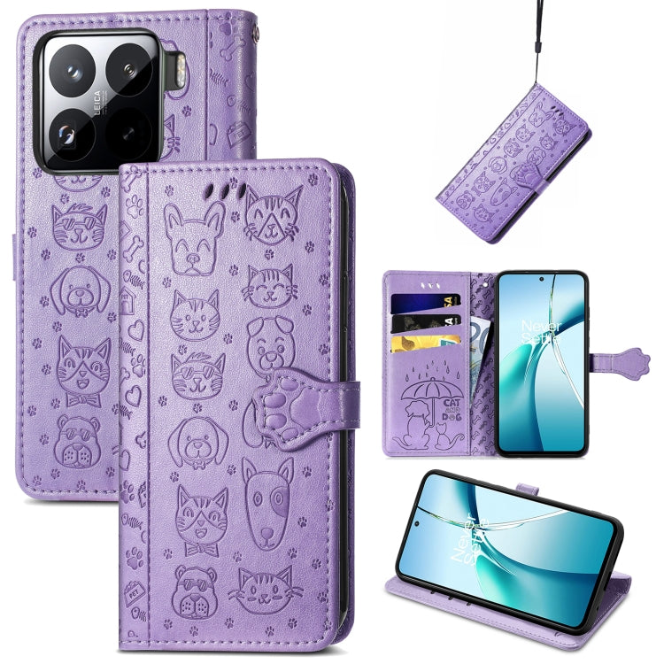Cat and Dog Embossed Leather Phone Case, For Xiaomi 17, For Xiaomi Poco M7 4G 169mm, For Xiaomi 15T Pro, For Xiaomi 15T, For Xiaomi 15 Ultra, For Xiaomi 15 Pro