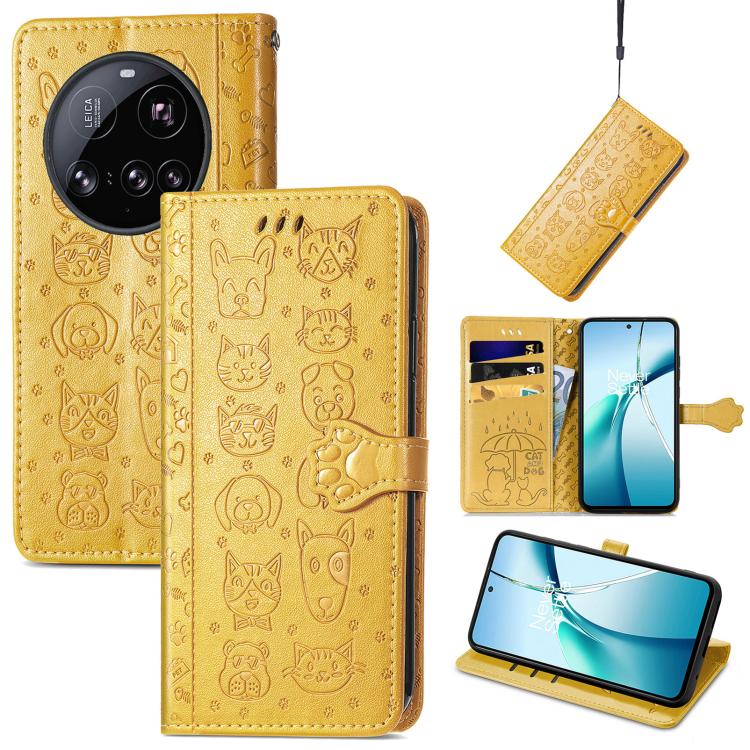Cat and Dog Embossed Leather Phone Case, For Xiaomi 17, For Xiaomi Poco M7 4G 169mm, For Xiaomi 15T Pro, For Xiaomi 15T, For Xiaomi 15 Ultra, For Xiaomi 15 Pro