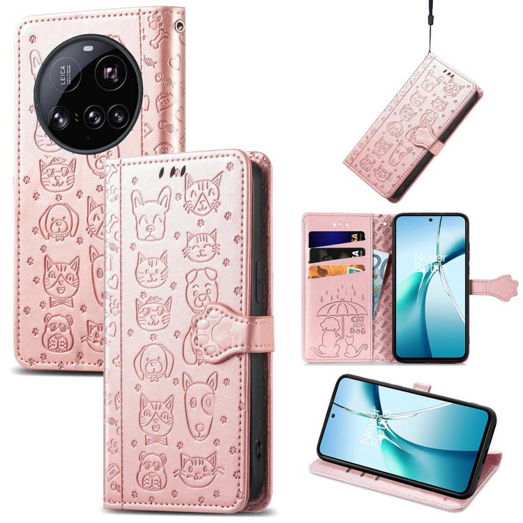 Cat and Dog Embossed Leather Phone Case, For Xiaomi 17, For Xiaomi Poco M7 4G 169mm, For Xiaomi 15T Pro, For Xiaomi 15T, For Xiaomi 15 Ultra, For Xiaomi 15 Pro