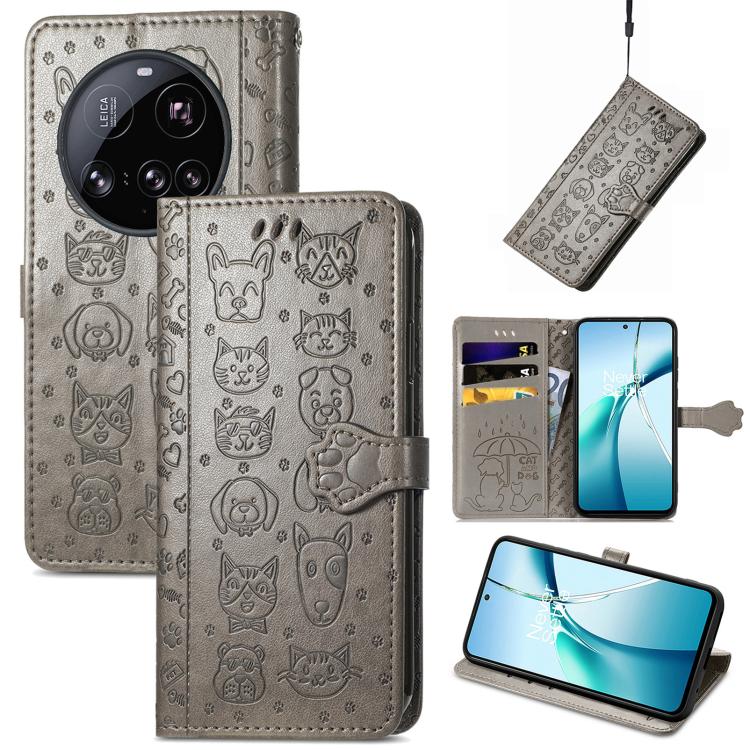 Cat and Dog Embossed Leather Phone Case, For Xiaomi 17, For Xiaomi Poco M7 4G 169mm, For Xiaomi 15T Pro, For Xiaomi 15T, For Xiaomi 15 Ultra, For Xiaomi 15 Pro