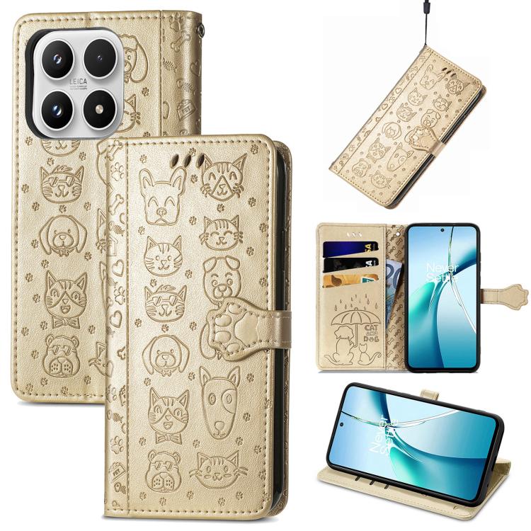 Cat and Dog Embossed Leather Phone Case, For Xiaomi 17, For Xiaomi Poco M7 4G 169mm, For Xiaomi 15T Pro, For Xiaomi 15T, For Xiaomi 15 Ultra, For Xiaomi 15 Pro