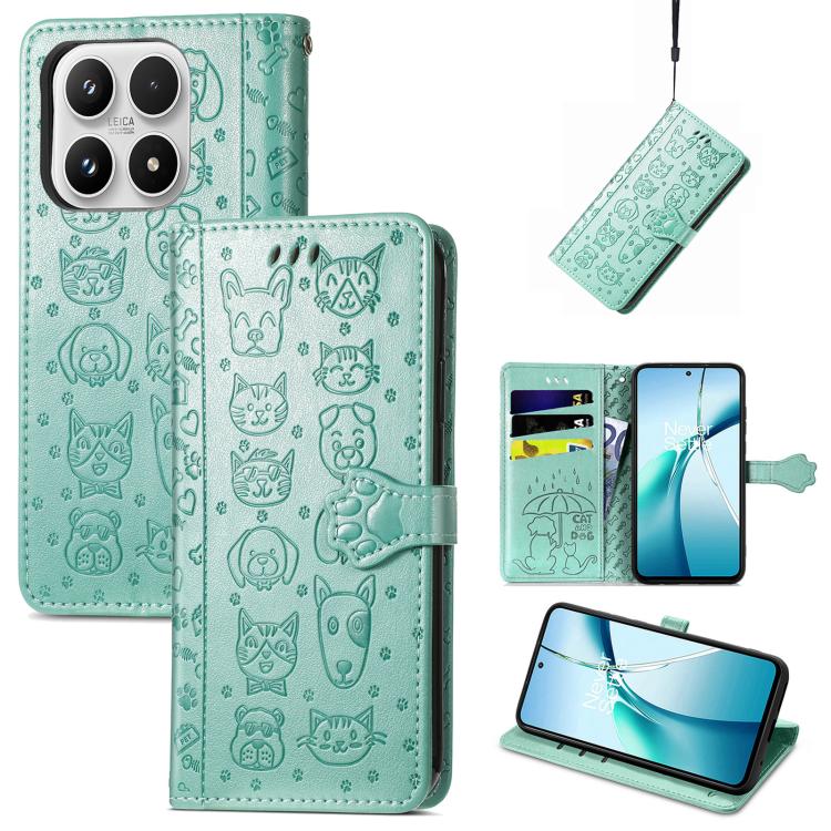 Cat and Dog Embossed Leather Phone Case, For Xiaomi 17, For Xiaomi Poco M7 4G 169mm, For Xiaomi 15T Pro, For Xiaomi 15T, For Xiaomi 15 Ultra, For Xiaomi 15 Pro
