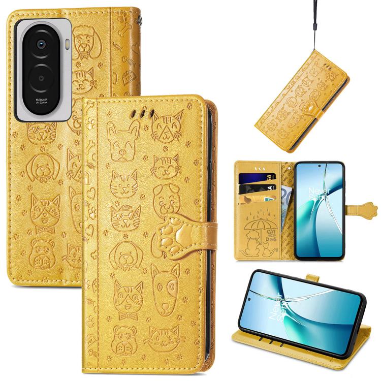 Cat and Dog Embossed Leather Phone Case, For Xiaomi 17, For Xiaomi Poco M7 4G 169mm, For Xiaomi 15T Pro, For Xiaomi 15T, For Xiaomi 15 Ultra, For Xiaomi 15 Pro