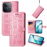Cat and Dog Embossed Leather Phone Case, For Xiaomi 15, For Xiaomi Redmi Note 14 5G, For Xiaomi Redmi Note 14 Pro+ 5G, For Xiaomi Redmi Note 14 Pro 5G, For Redmi 15C 5G / 4G Global 171mm