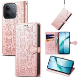 Cat and Dog Embossed Leather Phone Case, For Xiaomi 15, For Xiaomi Redmi Note 14 5G, For Xiaomi Redmi Note 14 Pro+ 5G, For Xiaomi Redmi Note 14 Pro 5G, For Redmi 15C 5G / 4G Global 171mm