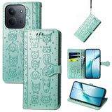 Cat and Dog Embossed Leather Phone Case, For Xiaomi 15, For Xiaomi Redmi Note 14 5G, For Xiaomi Redmi Note 14 Pro+ 5G, For Xiaomi Redmi Note 14 Pro 5G, For Redmi 15C 5G / 4G Global 171mm