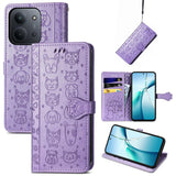 Cat and Dog Embossed Leather Phone Case, For Xiaomi 15, For Xiaomi Redmi Note 14 5G, For Xiaomi Redmi Note 14 Pro+ 5G, For Xiaomi Redmi Note 14 Pro 5G, For Redmi 15C 5G / 4G Global 171mm