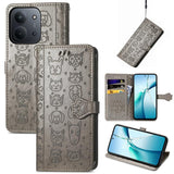 Cat and Dog Embossed Leather Phone Case, For Xiaomi 15, For Xiaomi Redmi Note 14 5G, For Xiaomi Redmi Note 14 Pro+ 5G, For Xiaomi Redmi Note 14 Pro 5G, For Redmi 15C 5G / 4G Global 171mm