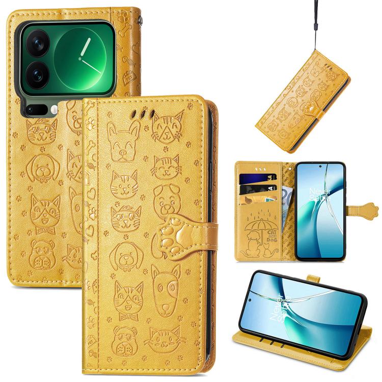 Cat and Dog Embossed Leather Phone Case, For Xiaomi Poco X8 Pro Max 5G, For Xiaomi Poco X8 Pro 5G, For Redmi Turbo 5 Max 5G, For Redmi Turbo 5 5G, For Xiaomi 17 Pro Max, For Xiaomi 17 Pro