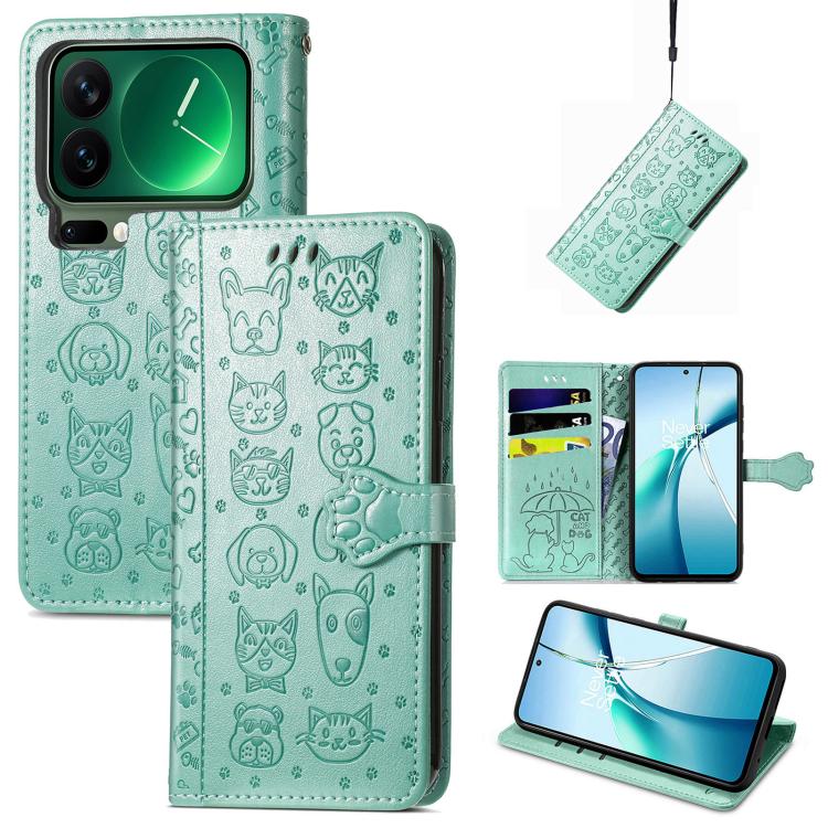 Cat and Dog Embossed Leather Phone Case, For Xiaomi Poco X8 Pro Max 5G, For Xiaomi Poco X8 Pro 5G, For Redmi Turbo 5 Max 5G, For Redmi Turbo 5 5G, For Xiaomi 17 Pro Max, For Xiaomi 17 Pro