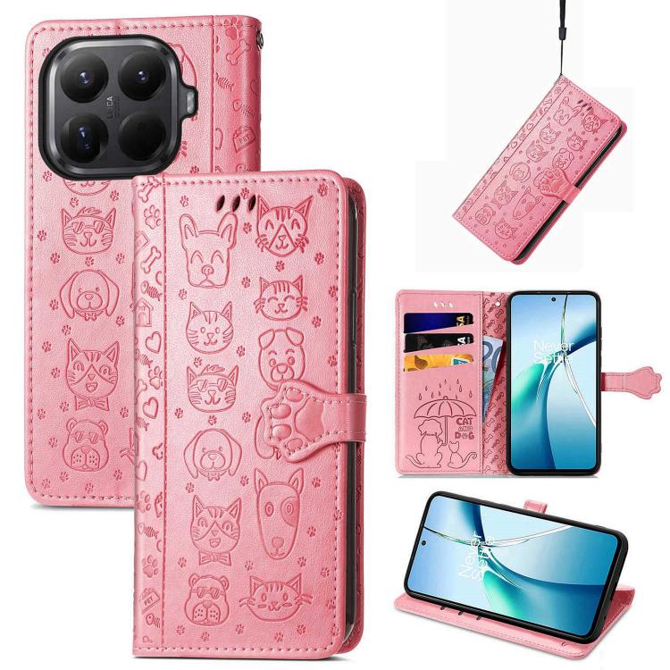 Cat and Dog Embossed Leather Phone Case, For Xiaomi 17, For Xiaomi Poco M7 4G 169mm, For Xiaomi 15T Pro, For Xiaomi 15T, For Xiaomi 15 Ultra, For Xiaomi 15 Pro
