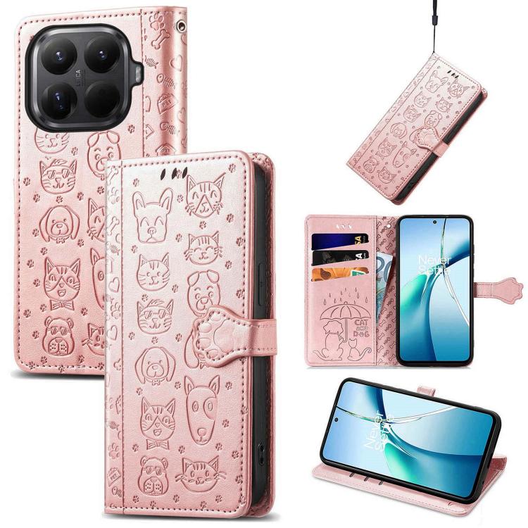 Cat and Dog Embossed Leather Phone Case, For Xiaomi 17, For Xiaomi Poco M7 4G 169mm, For Xiaomi 15T Pro, For Xiaomi 15T, For Xiaomi 15 Ultra, For Xiaomi 15 Pro