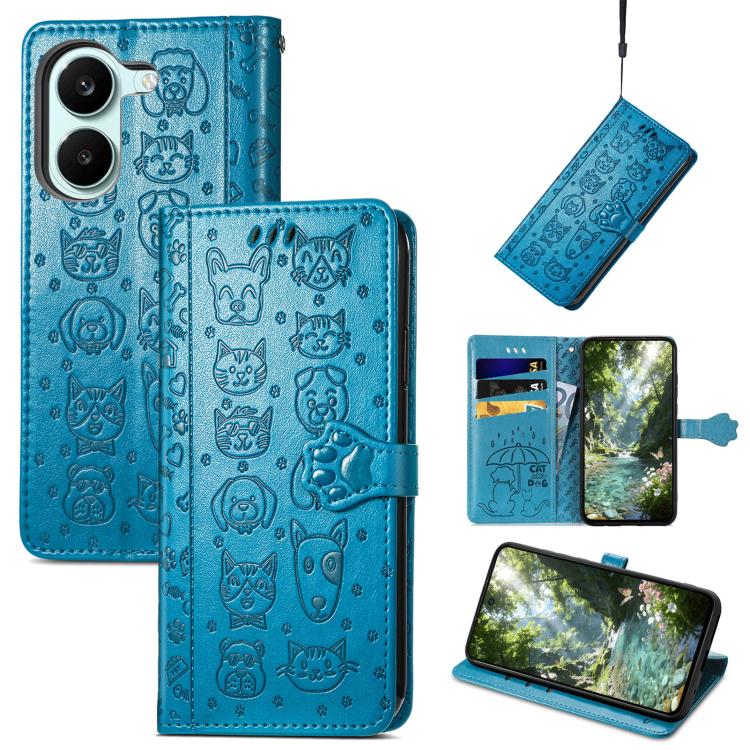 Cat and Dog Embossed Leather Phone Case, For Xiaomi Poco X8 Pro Max 5G, For Xiaomi Poco X8 Pro 5G, For Redmi Turbo 5 Max 5G, For Redmi Turbo 5 5G, For Xiaomi 17 Pro Max, For Xiaomi 17 Pro