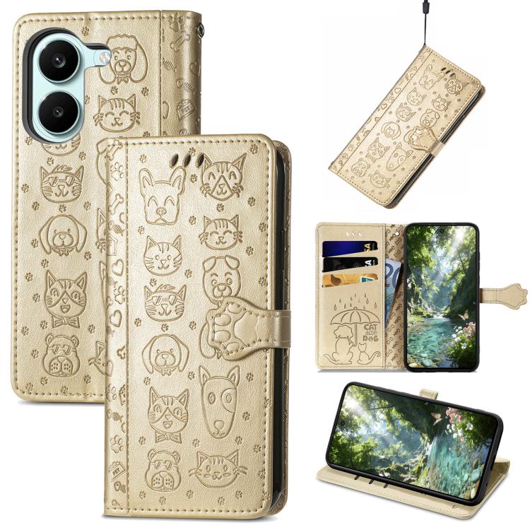 Cat and Dog Embossed Leather Phone Case, For Xiaomi Poco X8 Pro Max 5G, For Xiaomi Poco X8 Pro 5G, For Redmi Turbo 5 Max 5G, For Redmi Turbo 5 5G, For Xiaomi 17 Pro Max, For Xiaomi 17 Pro