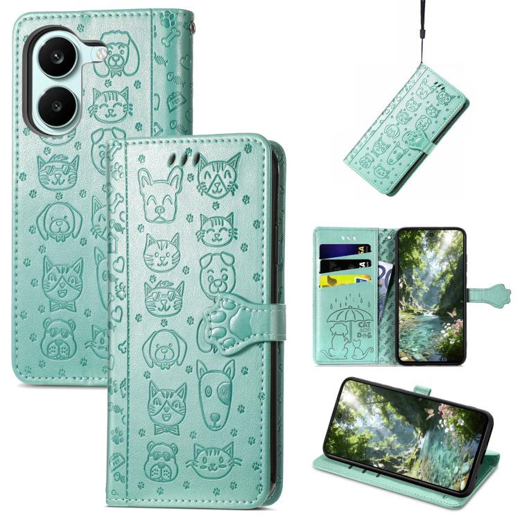 Cat and Dog Embossed Leather Phone Case, For Xiaomi Poco X8 Pro Max 5G, For Xiaomi Poco X8 Pro 5G, For Redmi Turbo 5 Max 5G, For Redmi Turbo 5 5G, For Xiaomi 17 Pro Max, For Xiaomi 17 Pro