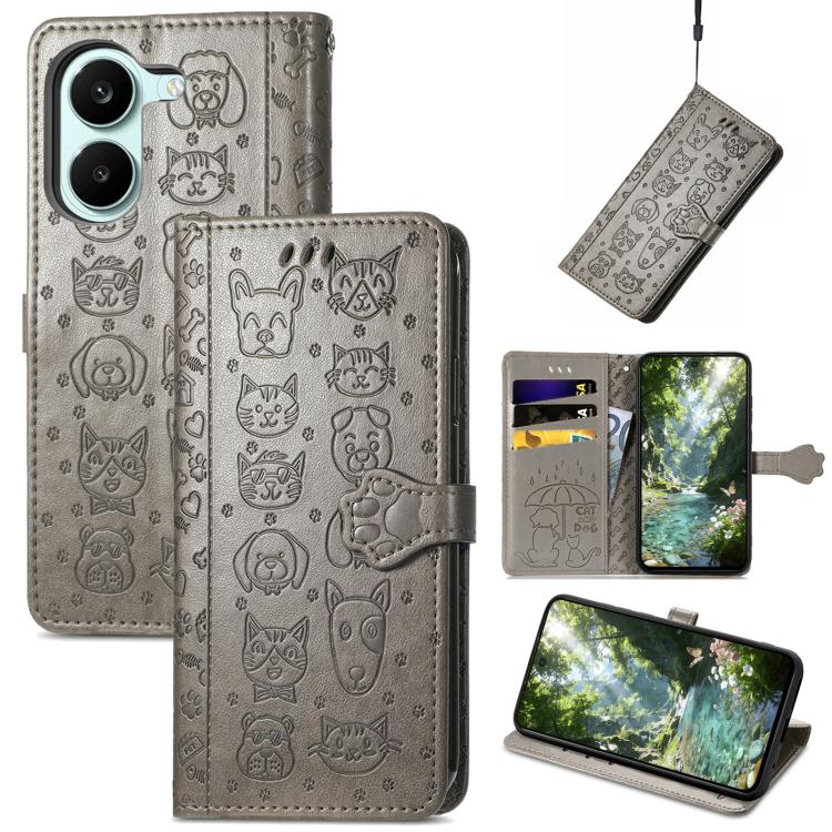 Cat and Dog Embossed Leather Phone Case, For Xiaomi Poco X8 Pro Max 5G, For Xiaomi Poco X8 Pro 5G, For Redmi Turbo 5 Max 5G, For Redmi Turbo 5 5G, For Xiaomi 17 Pro Max, For Xiaomi 17 Pro