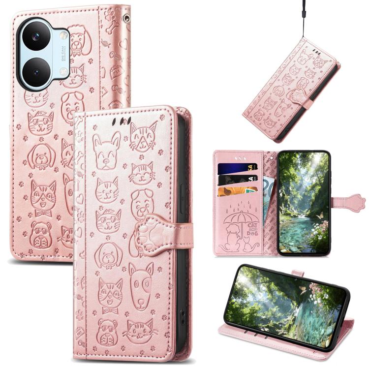 Cat and Dog Embossed Leather Phone Case, For Xiaomi Poco X8 Pro Max 5G, For Xiaomi Poco X8 Pro 5G, For Redmi Turbo 5 Max 5G, For Redmi Turbo 5 5G, For Xiaomi 17 Pro Max, For Xiaomi 17 Pro