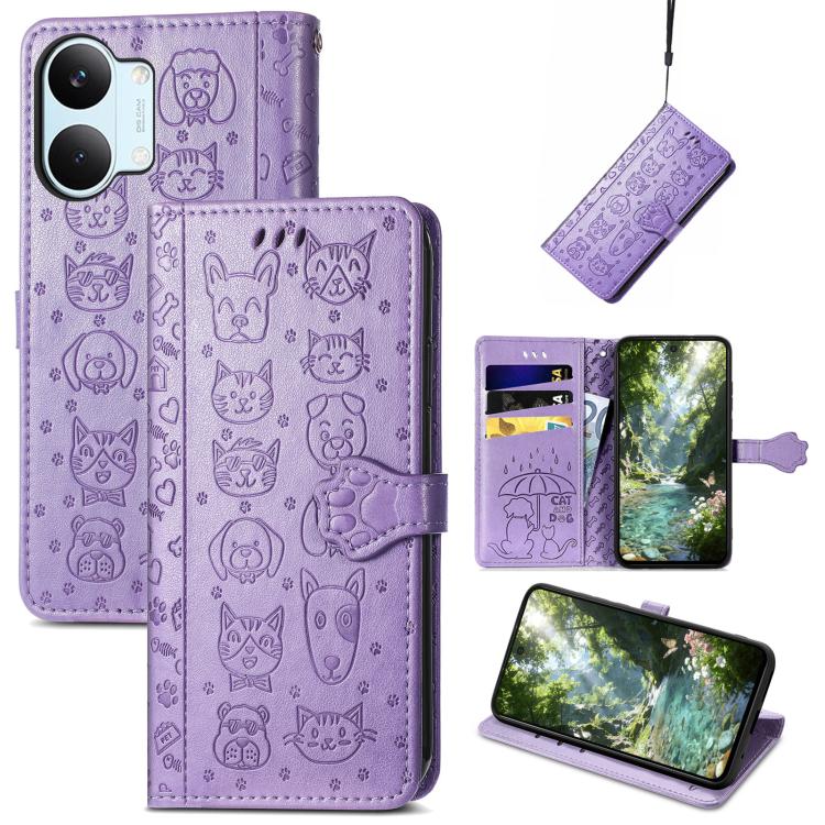 Cat and Dog Embossed Leather Phone Case, For Xiaomi Poco X8 Pro Max 5G, For Xiaomi Poco X8 Pro 5G, For Redmi Turbo 5 Max 5G, For Redmi Turbo 5 5G, For Xiaomi 17 Pro Max, For Xiaomi 17 Pro