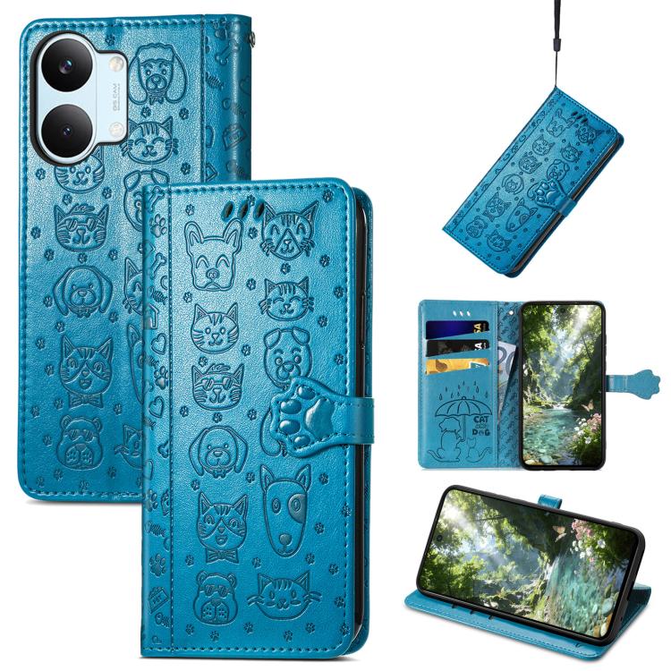 Cat and Dog Embossed Leather Phone Case, For Xiaomi Poco X8 Pro Max 5G, For Xiaomi Poco X8 Pro 5G, For Redmi Turbo 5 Max 5G, For Redmi Turbo 5 5G, For Xiaomi 17 Pro Max, For Xiaomi 17 Pro
