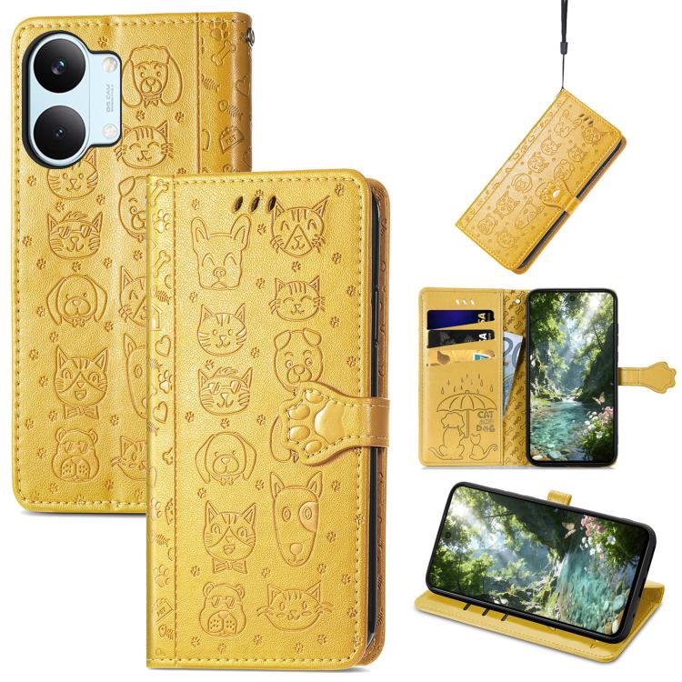 Cat and Dog Embossed Leather Phone Case, For Xiaomi Poco X8 Pro Max 5G, For Xiaomi Poco X8 Pro 5G, For Redmi Turbo 5 Max 5G, For Redmi Turbo 5 5G, For Xiaomi 17 Pro Max, For Xiaomi 17 Pro