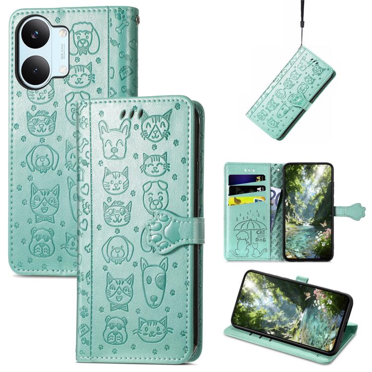 Cat and Dog Embossed Leather Phone Case, For Xiaomi Poco X8 Pro Max 5G, For Xiaomi Poco X8 Pro 5G, For Redmi Turbo 5 Max 5G, For Redmi Turbo 5 5G, For Xiaomi 17 Pro Max, For Xiaomi 17 Pro